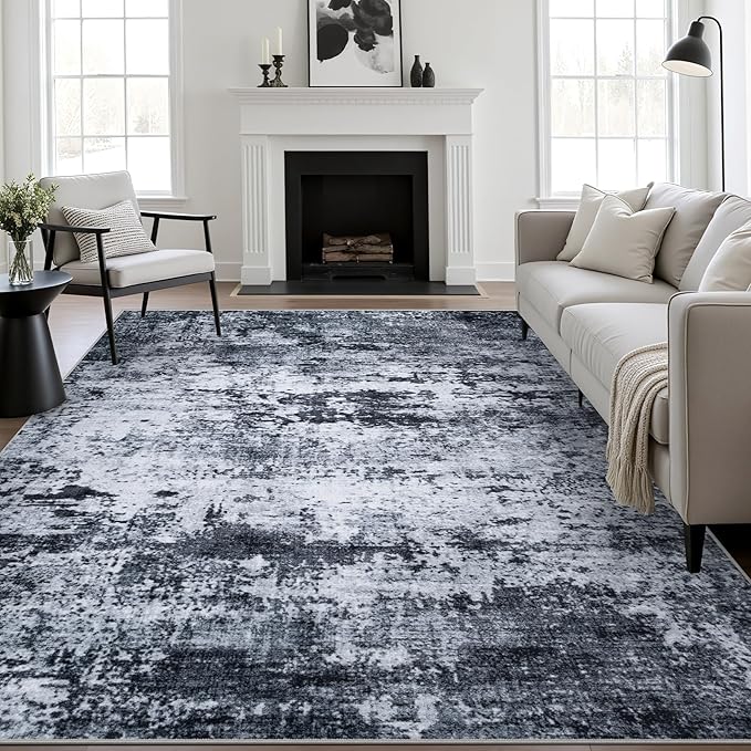 Living Room Furniture FXRHLP 5x7 Area Rug Living Room Rug: Washable Modern Abstract Soft Thin Rug Indoor Floor No Slip Stain Resistant Carpet for Bedroom Dining Room Farmhouse Nurs