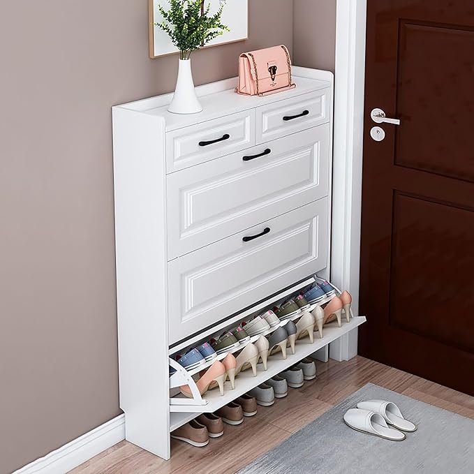 Kitchen Furniture Generic Slim Shoe Cabinet nizer with Freestanding Tipping Bucket Space Saving Hidden Shoe Rack for Entryway
