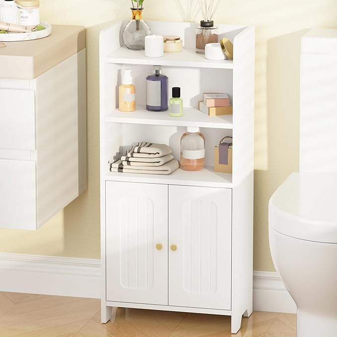 Kitchen Furniture BEWISHOME BEWISHOME Bathroom Storage Cabinet, Small Floor Cabinet, Toilet Paper Cabinets with 2 Doors and Shelves, Bathroom Organizers and Storage for Small Space