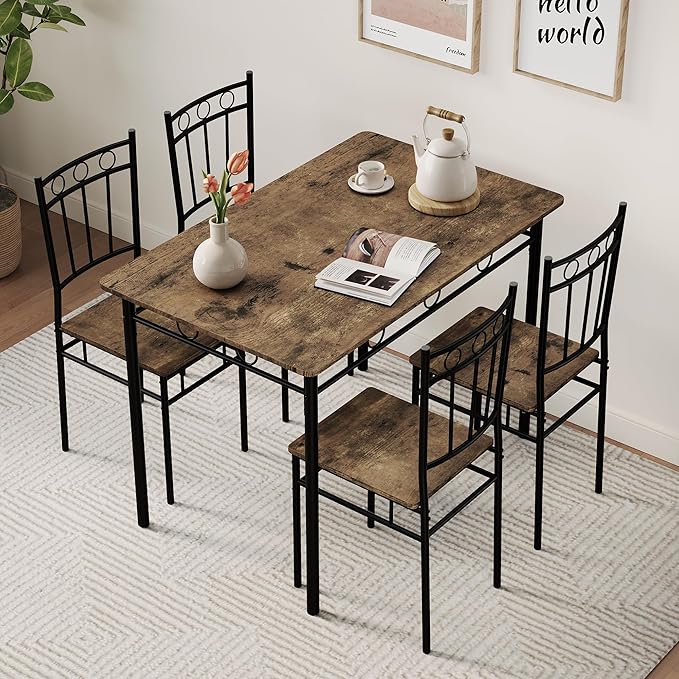 Living Room Furniture Vipbear Vipbear 5-Piece Kitchen Table Set,Kitchen Dining Table Set for 4, Dining Room Table Sets with 4 Chairs,Rectangular Kitchen Table Set for Small Space,
