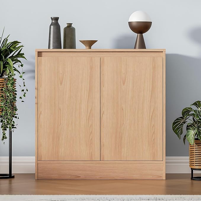 Living Room Furniture Housoul Buffet Cabinet with Storage, Coffee Bar Cabinet with 2 Doors and Adjustable Shelf, Modern Kitchen Buffet Sideboard for Living Room, Kitchen, Oak