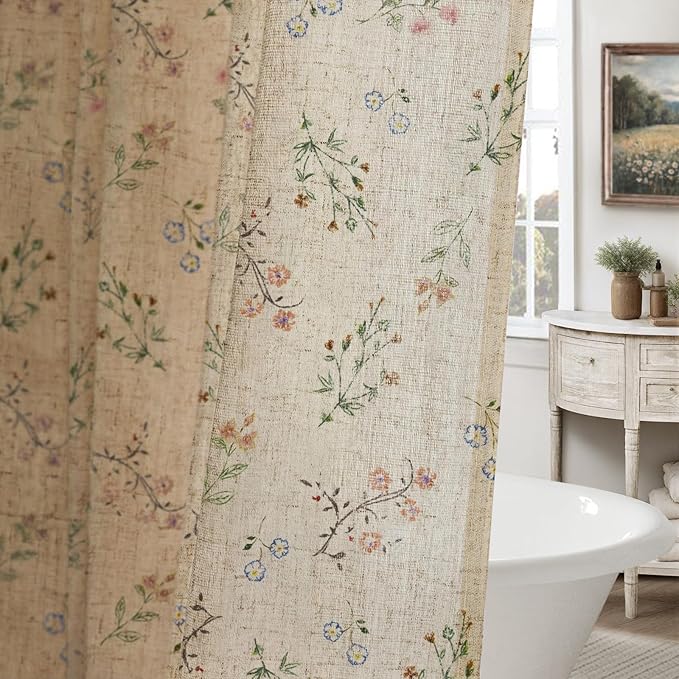 Bathroom Storage XOGUIBO Floral Farmhouse Vintage Linen Shower Curtain