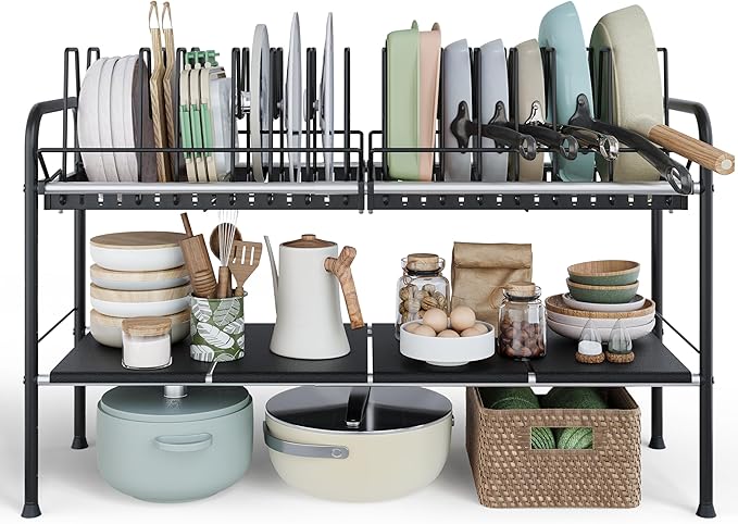 Kitchen Organisation NETEL NETEL Adjustable Under Sink Organizers and Storage,Pots and Pans Organizer Under Kitchen Cabinet,Pan Lid Organizers Inside Cabinet,Expandable Cabinet Sto