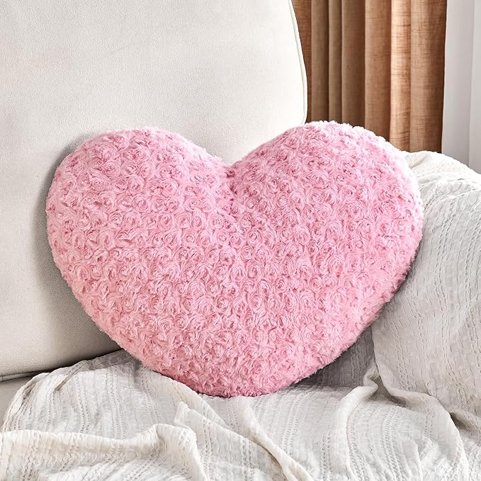 Living Room Decor IREMATE Heart Pillow Pink Throw Pillows, Soft Fluffy Decorative Pillows for Bed Couch Chair, Cute Heart Shaped Room Decor Gifts for Valentine Anniversary Birthday