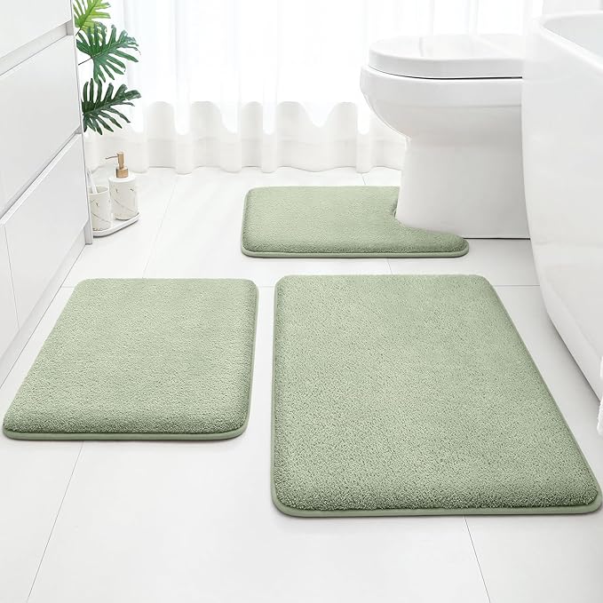 Bathroom Decor HOMEIDEAS HOMEIDEAS Upgraded Bathroom Rugs Set 3 Piece, Extra Thick Absorbent Soft Memory Foam