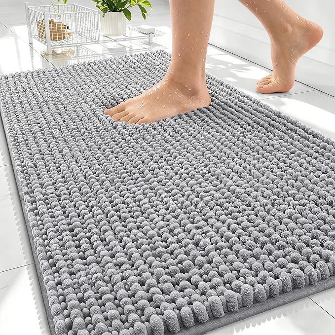 Bathroom Decor OLANLY OLANLY Thick Bathroom Rugs 30x20, Extra Soft Absorbent Chenille Bath Rugs, Rubber Backing, Machine Wash Dry, Bath Mats for Bathroom Floor, Tub and Shower, Hom