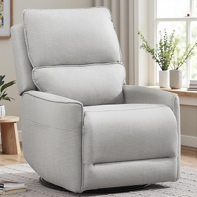 Living Room Furniture Korser Recliner Chair 360 Swivel Rocker Recliner Chairs for Adults, Small Recliners for Small Spaces, Upholstered Nursery Chairs with Side Pockets, Glider Roc