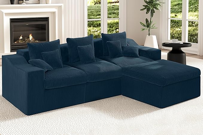 Kitchen Furniture HABUTWAY 101" Modular Couch Sectionals with Ottoman, Big Comfy Cloud Couches, L Shaped 4 Seat Modular Sectional Sofa, Sectional Double Cushion Couches with Deep S