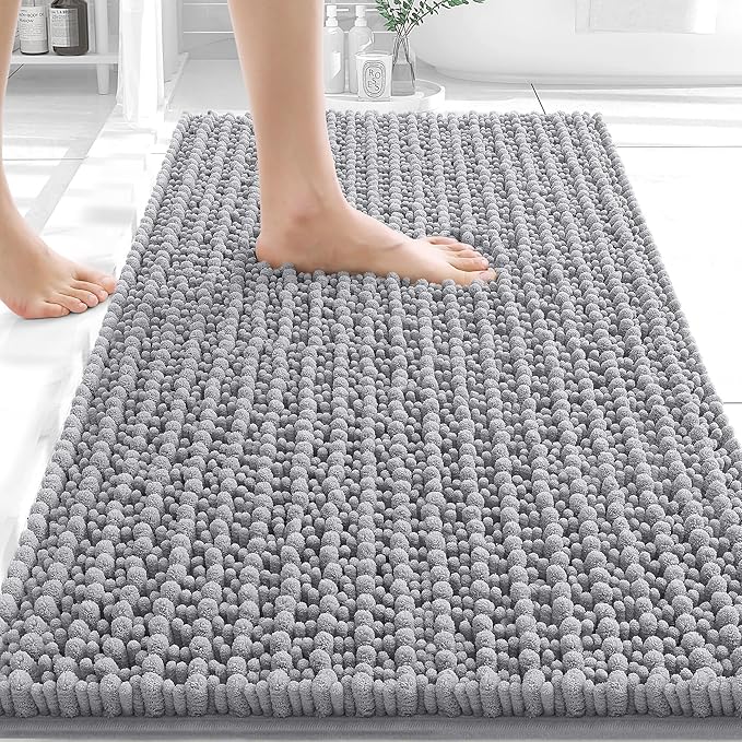 Bathroom Decor OLANLY OLANLY Bathroom Rug Mat 30x20, Thick Soft and Absorbent Chenille Bath Mat, Non-Slip Rubber Backing, Machine Washable Quick Dry Bath Rugs for Tub Shower Floor,