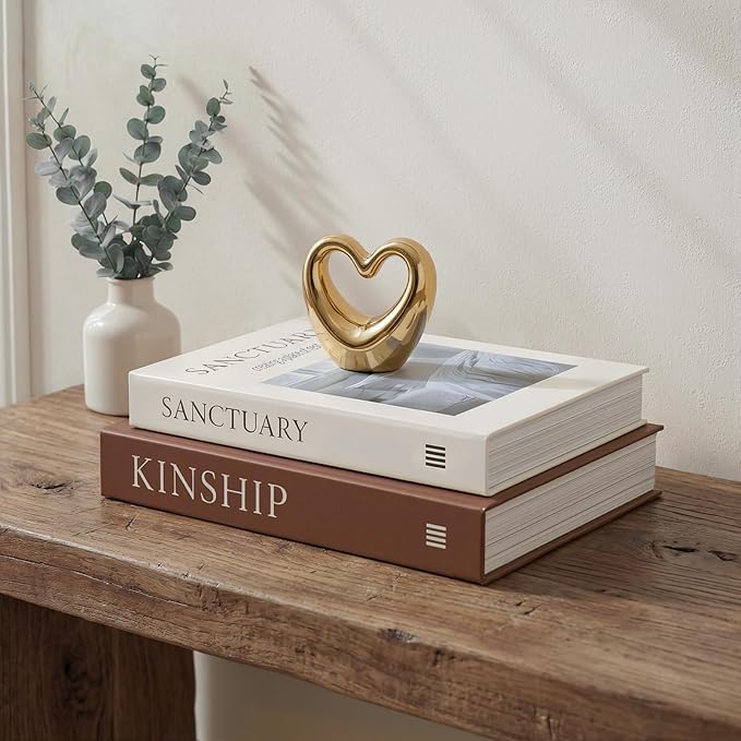 Living Room Furniture Fveuc Decorative Book Boxes for Coffee Table Decor (Set of 2) - Faux Books with Hidden Storage - Modern Warm Luxury & Neutral Home Accents - Sanctuary & Kinsh